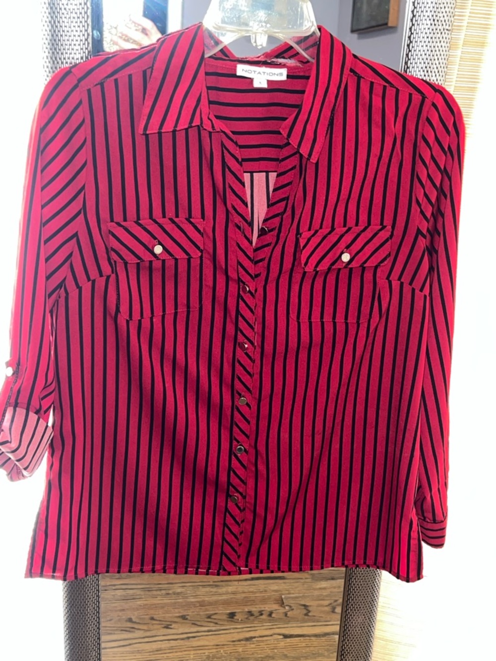 Notations Button-up Collared Blouse